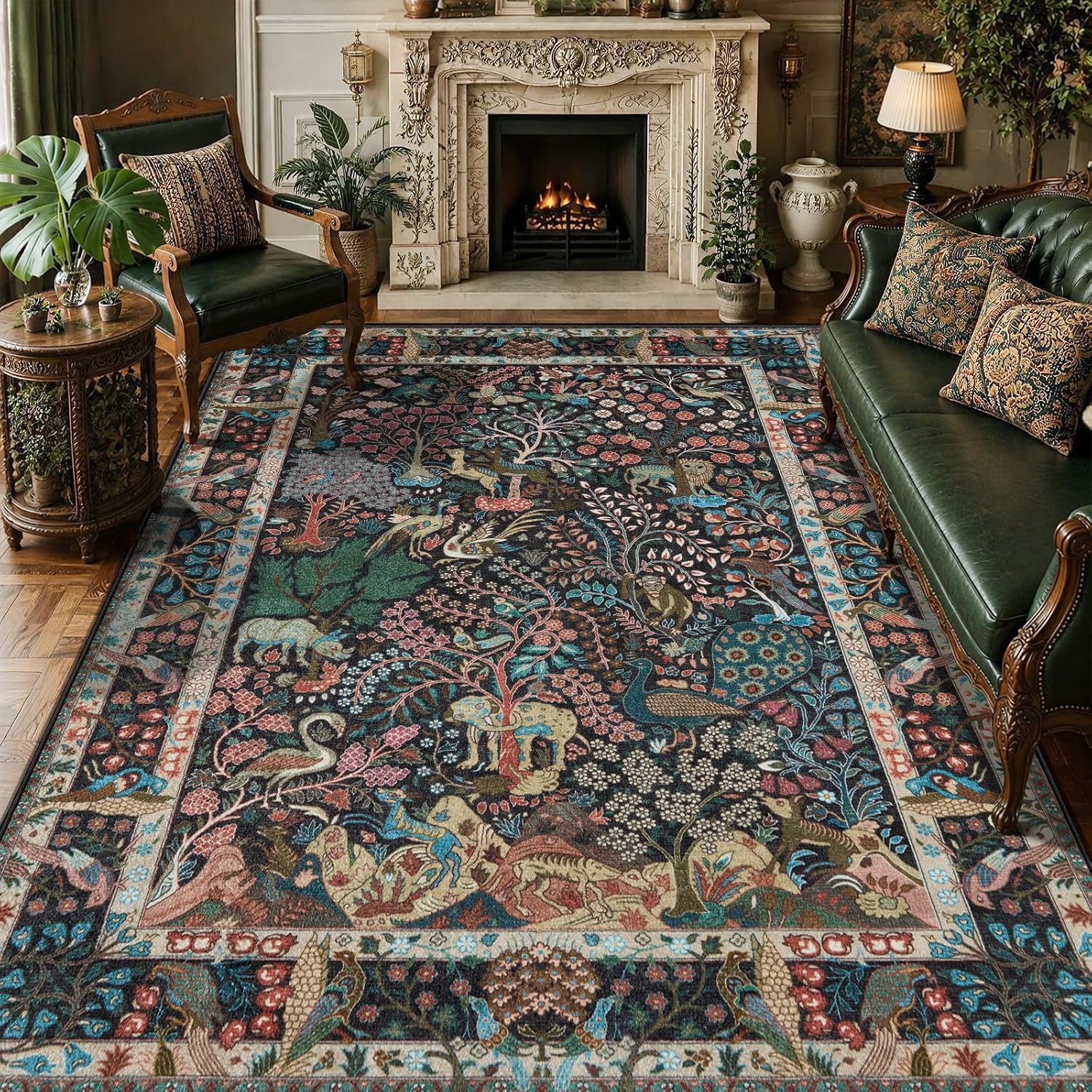 2x4 Vintage Jungle Washable Runner Rug - Non-Slip Boho Door Mat