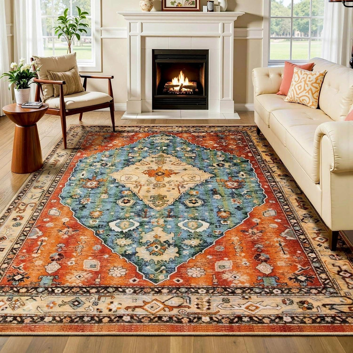 2x3 Vintage Oriental Washable Small Area Rug - Non-Slip Boho Accent Mat