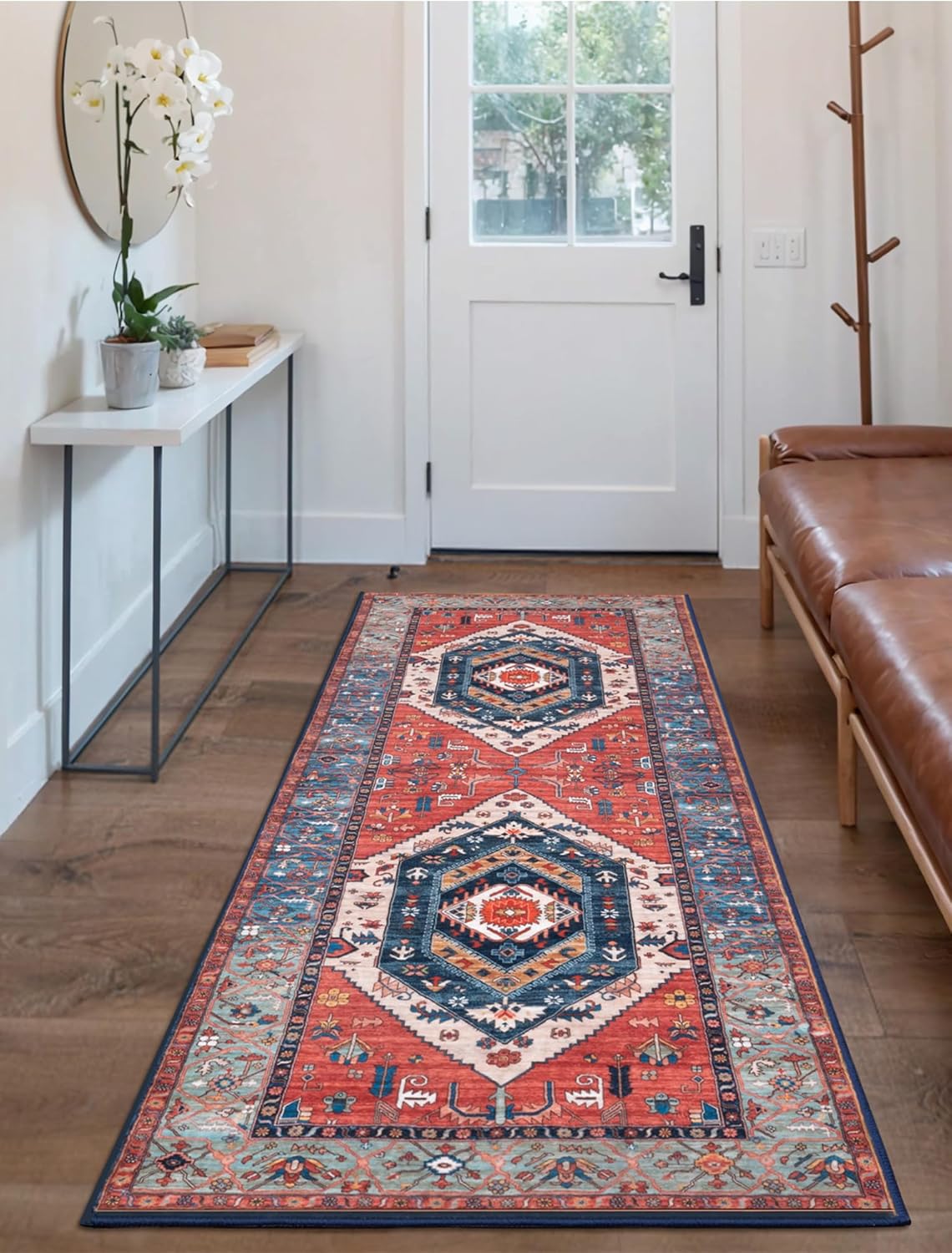 SERISSA Vintage Boho Washable Runner Rug, 2'x6' Non-Slip Distressed Tribal Area Rug for Hallway, Kitchen, Laundry, Bathroom & Living Room – Ultra Soft & Durable Floor Carpet