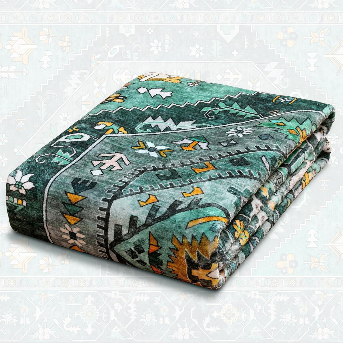 4x6 Teal Vintage Boho Washable Area Rug - Non-Slip Distressed Carpet
