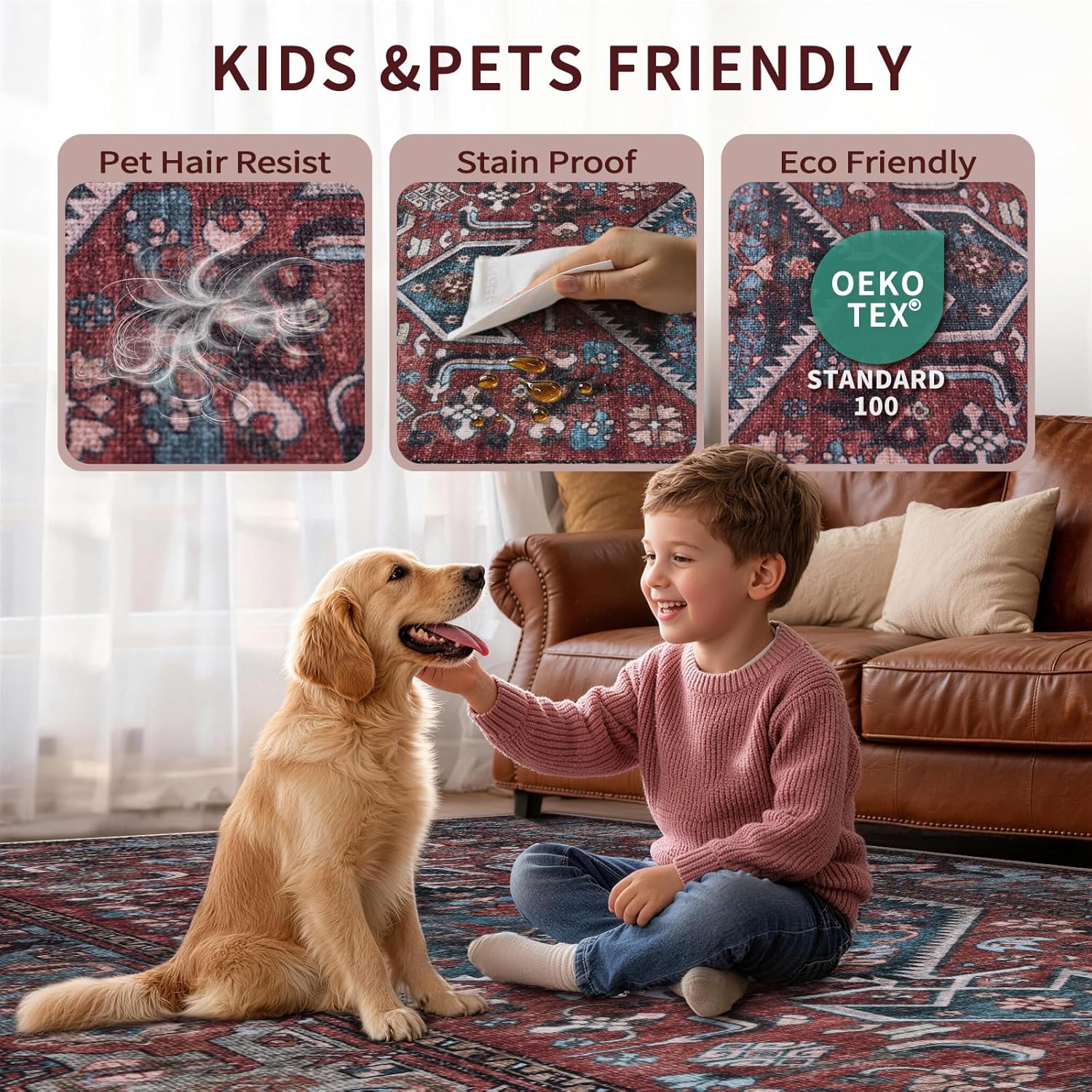 SERISSA Vintage 2x3 and 2.6x8 Washable Area Rug Non Slip(Red Multi)
