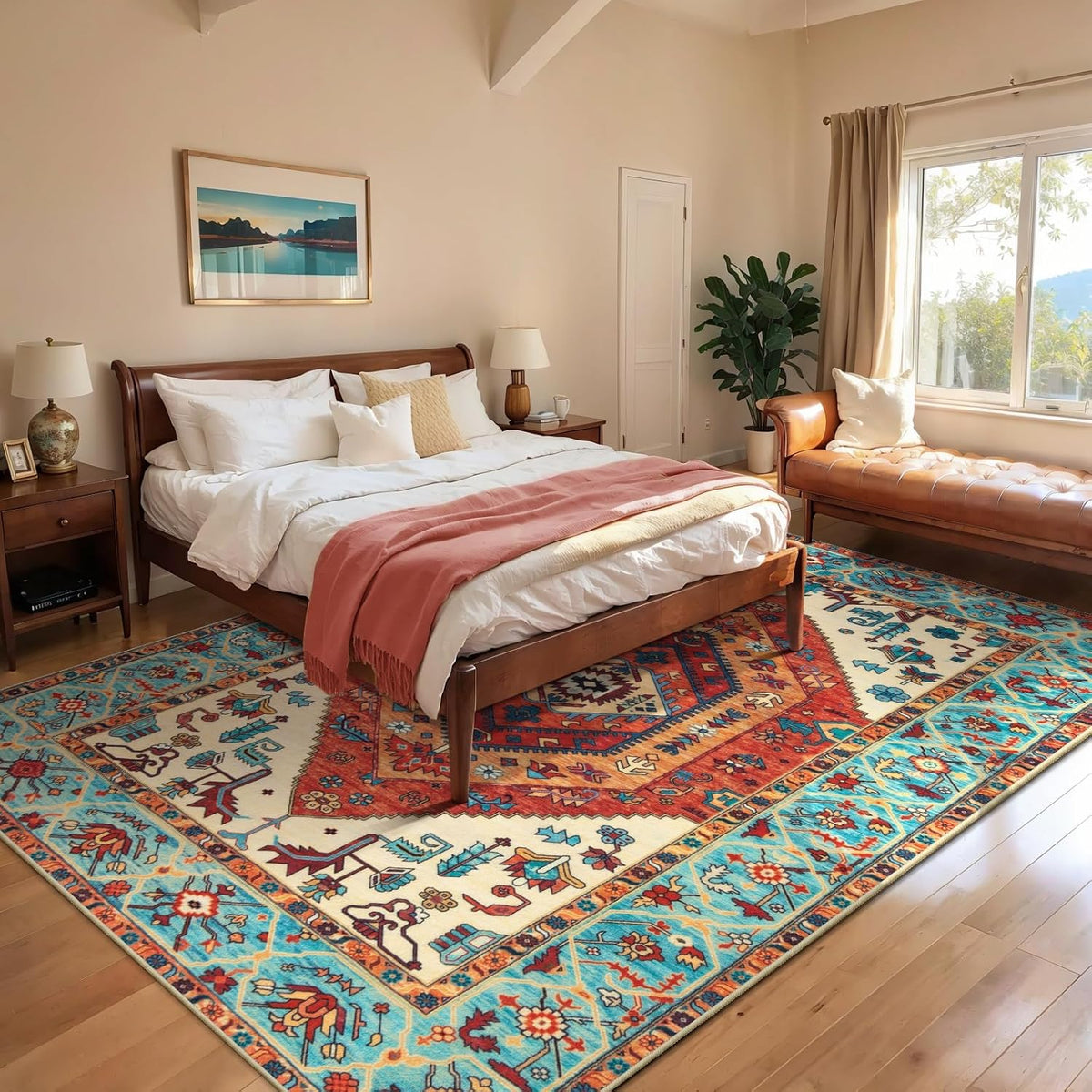 3x12 Orange Vintage Boho Washable Runner Rug - Non-Slip Hallway Carpet