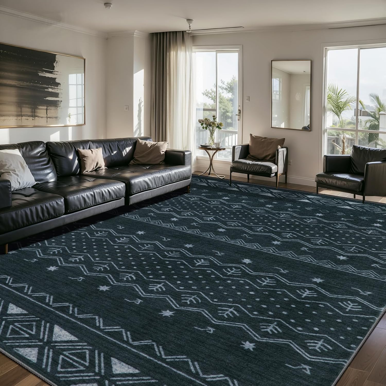 2x3 Grey Washable Entryway Rug - Moroccan Boho Small Carpet
