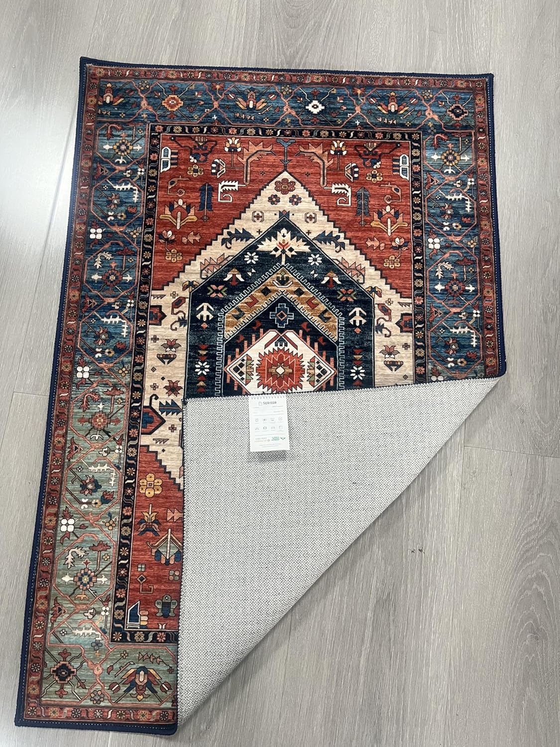SERISSA 2x4 Washable Runner Rug – Non-Slip Vintage Rust Entryway & Kitchen Rug, Ultra-Soft Low-Pile Accent Carpet