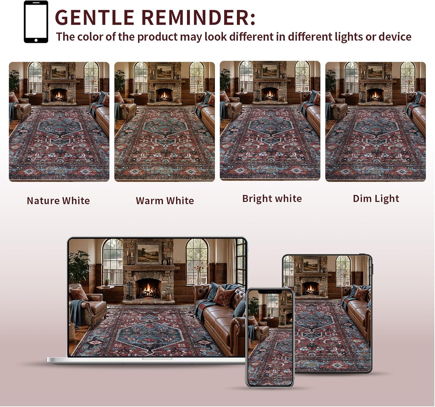 SERISSA Vintage 2x3 and 2.6x8 Washable Area Rug Non Slip(Red Multi)
