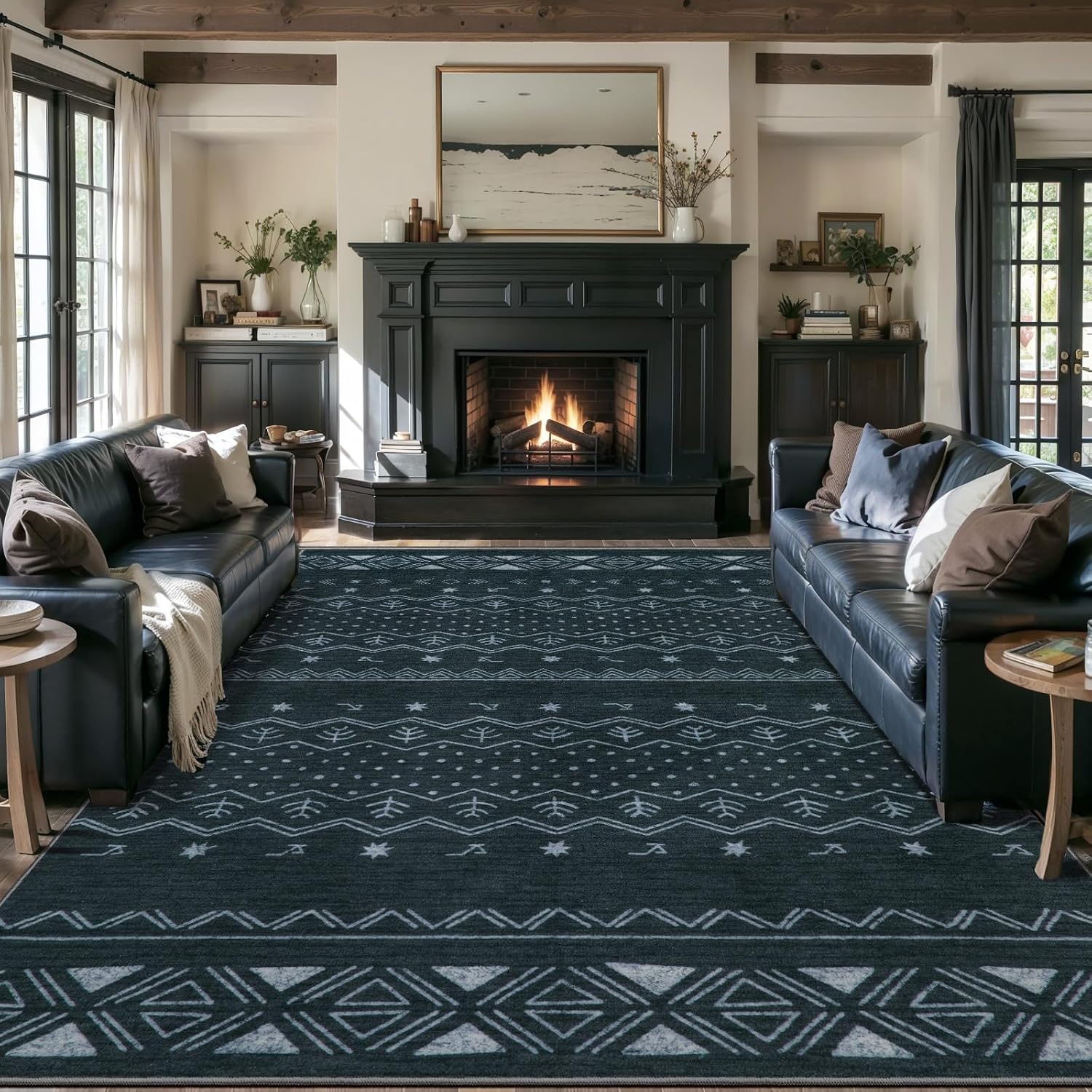 2x3 Grey Washable Entryway Rug - Moroccan Boho Small Carpet