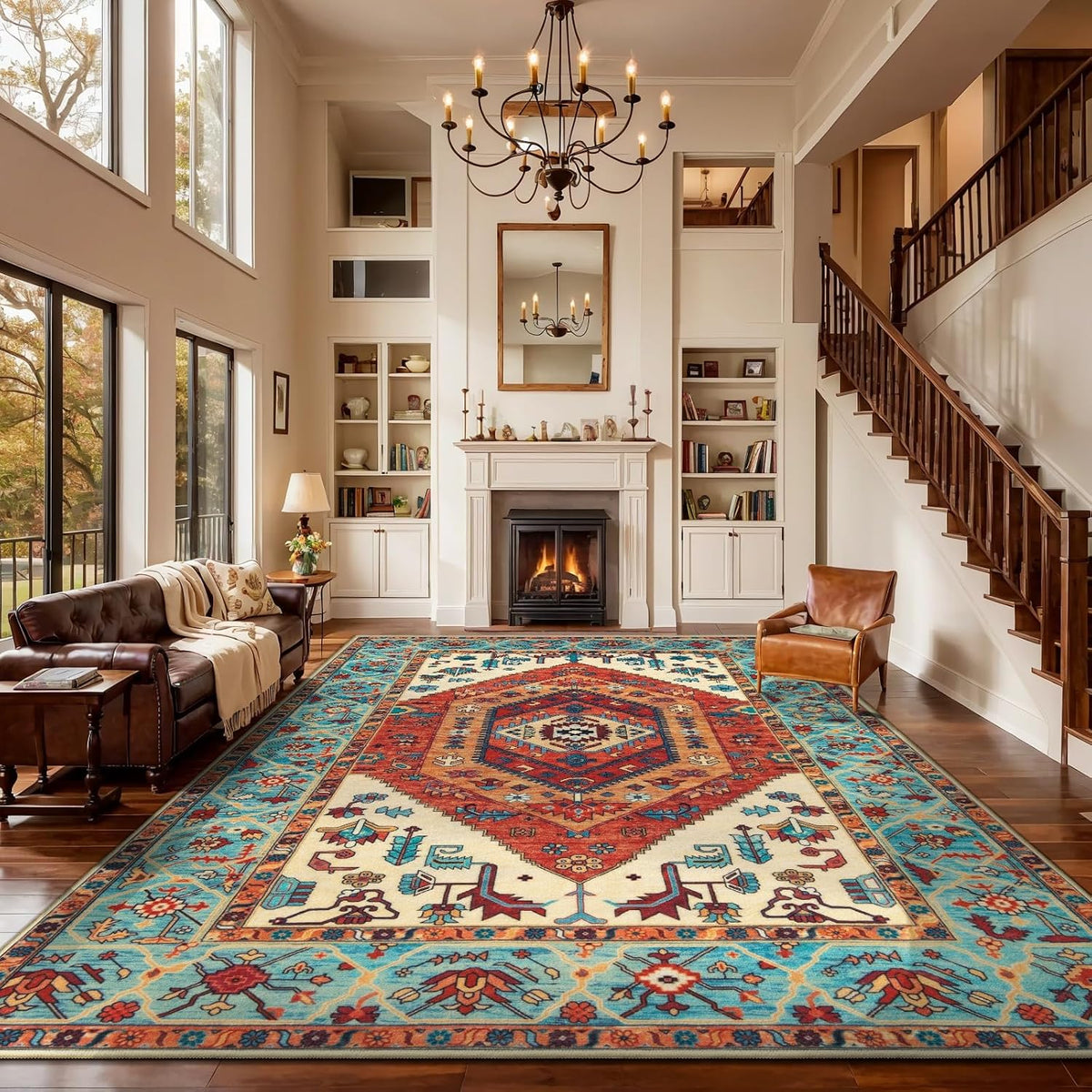 3x12 Orange Vintage Boho Washable Runner Rug - Non-Slip Hallway Carpet
