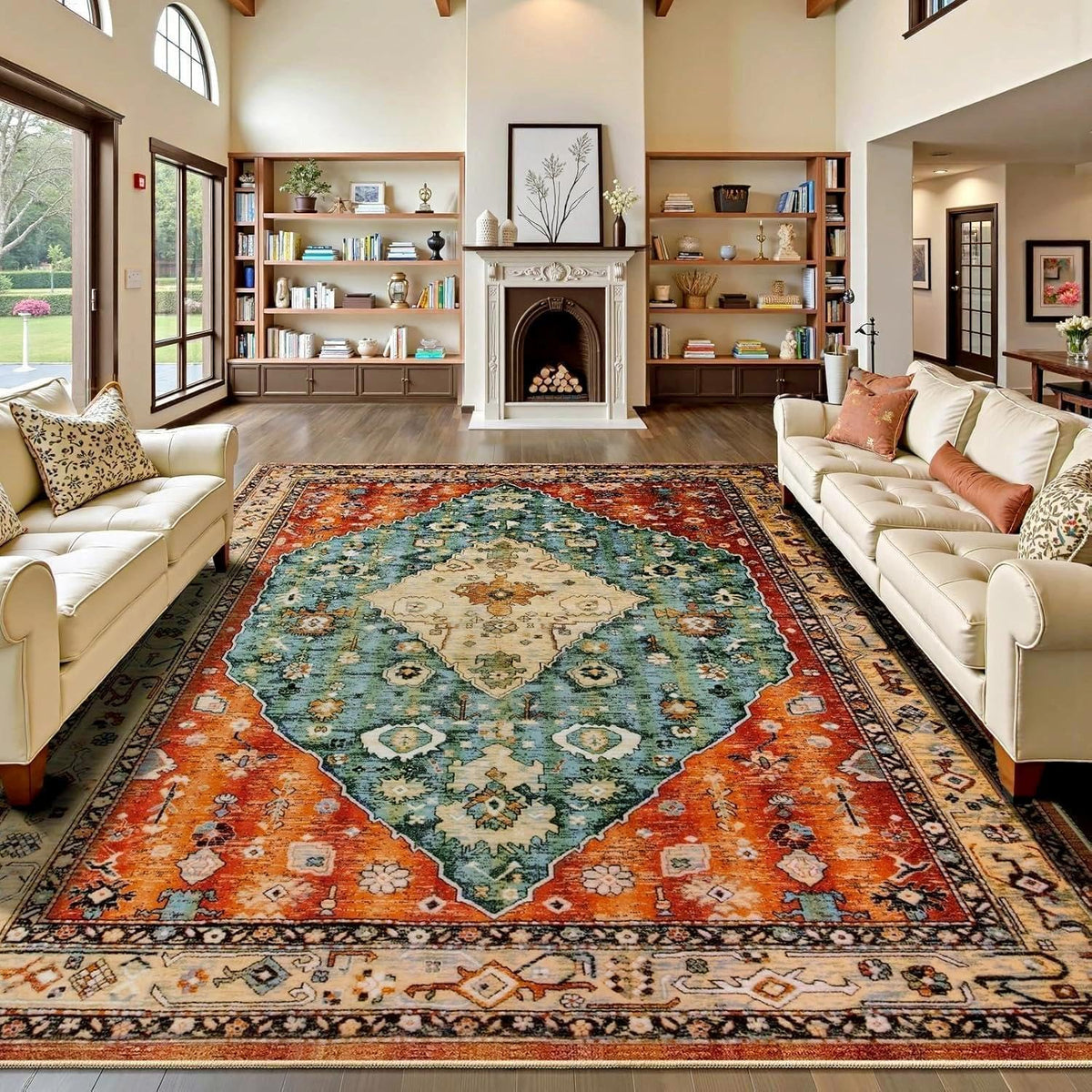 2x3 Vintage Oriental Washable Small Area Rug - Non-Slip Boho Accent Mat