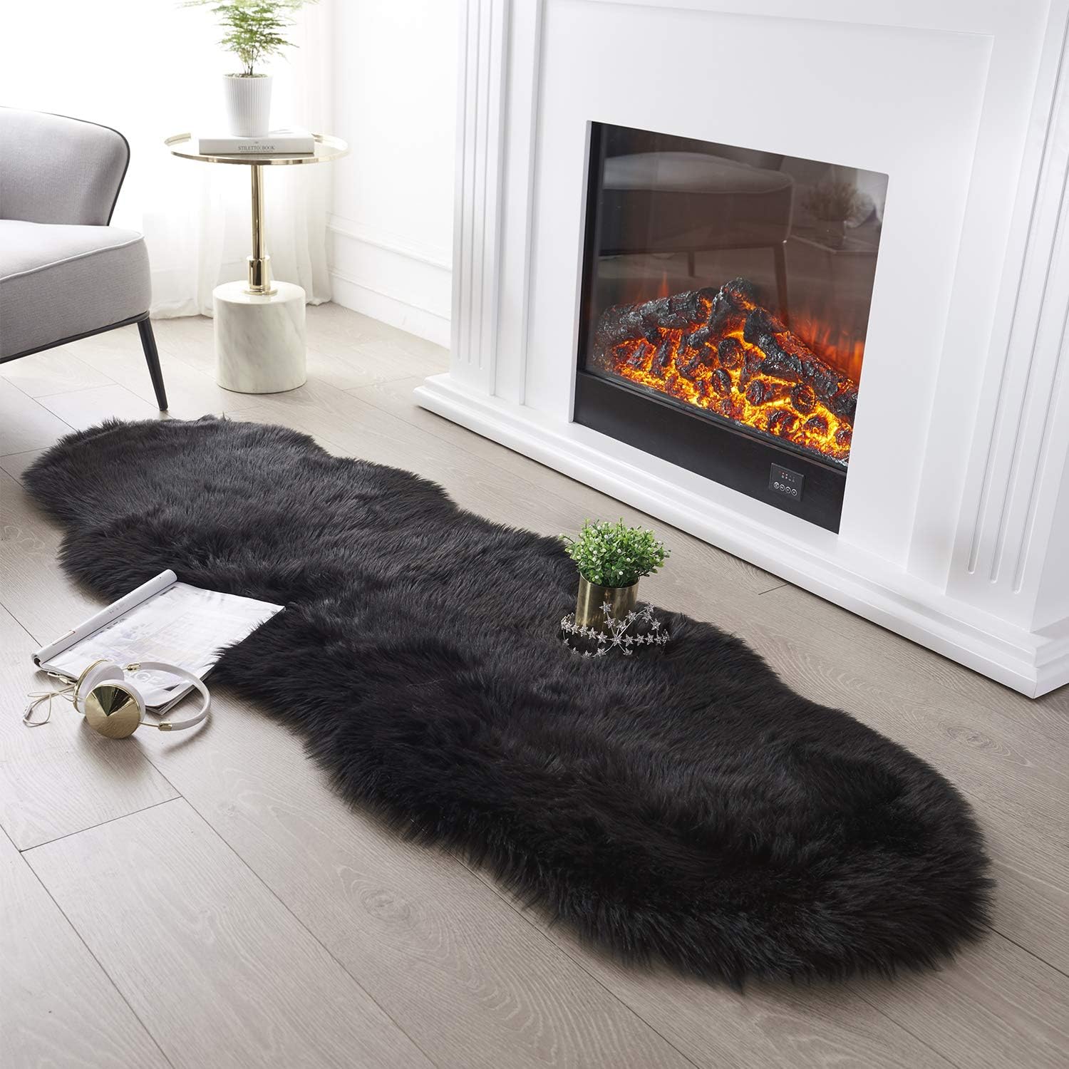 SERISSA Faux Sheepskin Shaggy Area Rug, 2'x6' Ultra-Soft Fluffy Floor Carpet & Sofa Runner for Bedroom, Living Room & Nursery – Luxurious Beige Furry Decor