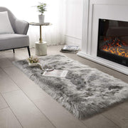 SERISSA Faux Sheepskin Shaggy Area Rug, 3'x5' Ultra-Soft Fluffy Floor Carpet for Bedroom, Living Room & Home Decor – Luxurious Grey Furry Accent Rug