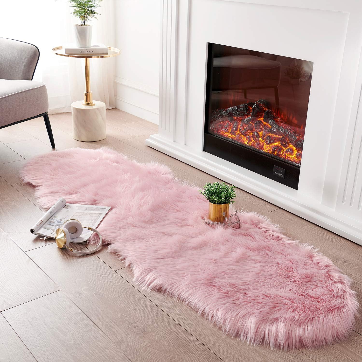SERISSA Faux Sheepskin Shaggy Area Rug, 2'x6' Ultra-Soft Fluffy Floor Carpet & Sofa Runner for Bedroom, Living Room & Nursery – Luxurious Beige Furry Decor