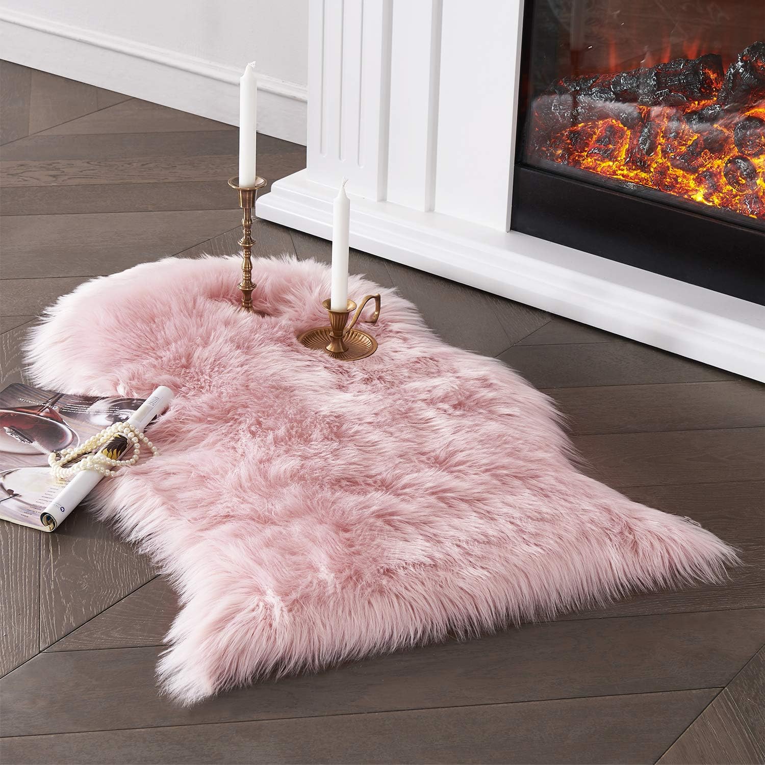 SERISSA Faux Sheepskin Shaggy Area Rug, 2'x3' Luxurious White Furry Accent Rug & Seat Pad for Bedroom, Living Room, Sofa Decor & Chair Cover